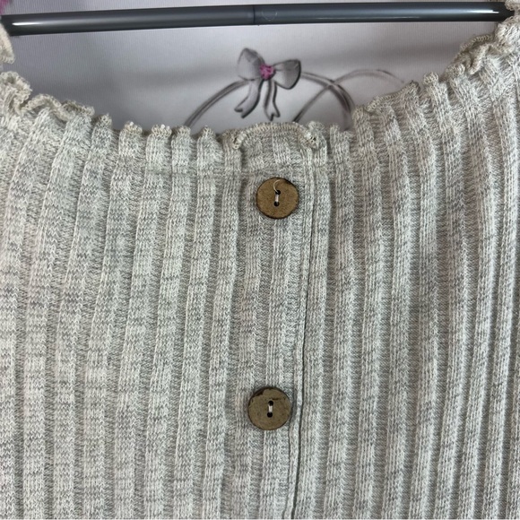 Fashion Nova dress buttons stretchy off shoulder Cream Knit ribbed white - Picture 7 of 10